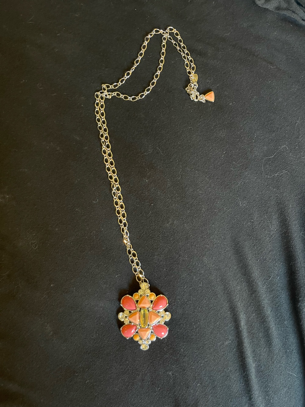 Lia Sophia Gold-Tone Necklace with Coral and Yellow Floral Pendant